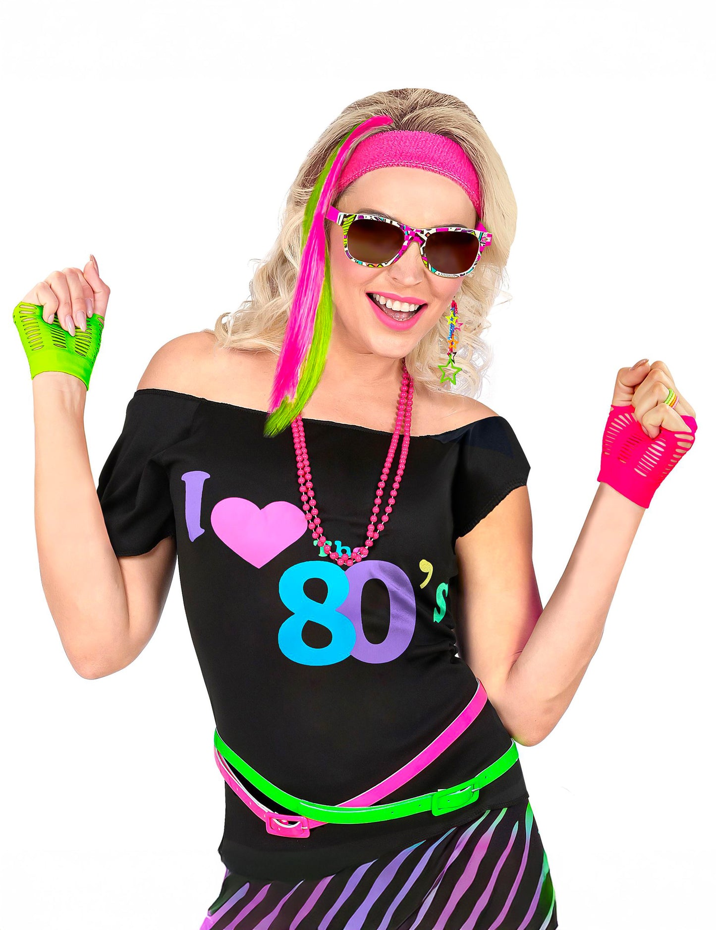 Sada neonových doplňků pro dívky s motivem 80. let