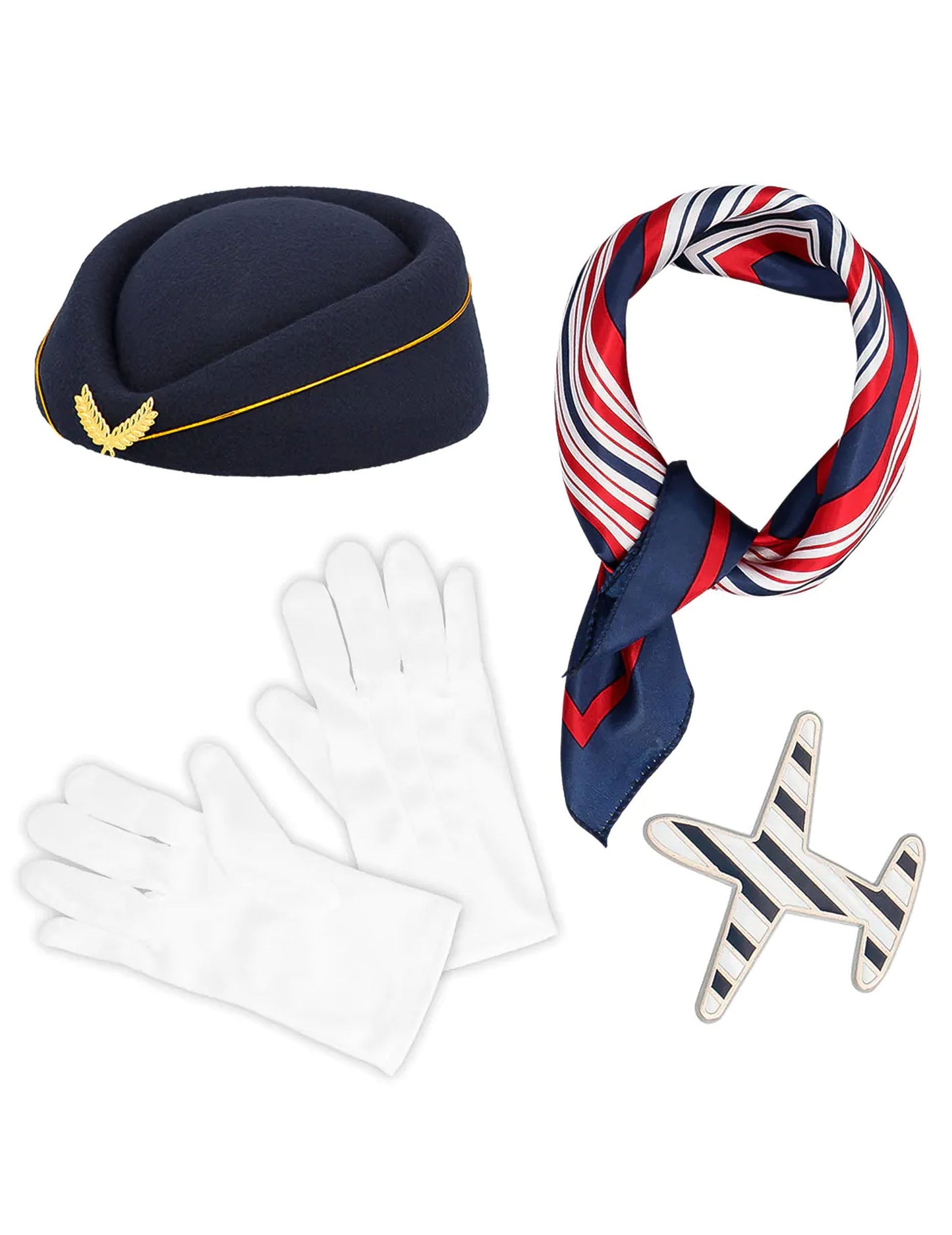 Vue d'ensemble des accessoires du kit accessoires hôtesse de l'air