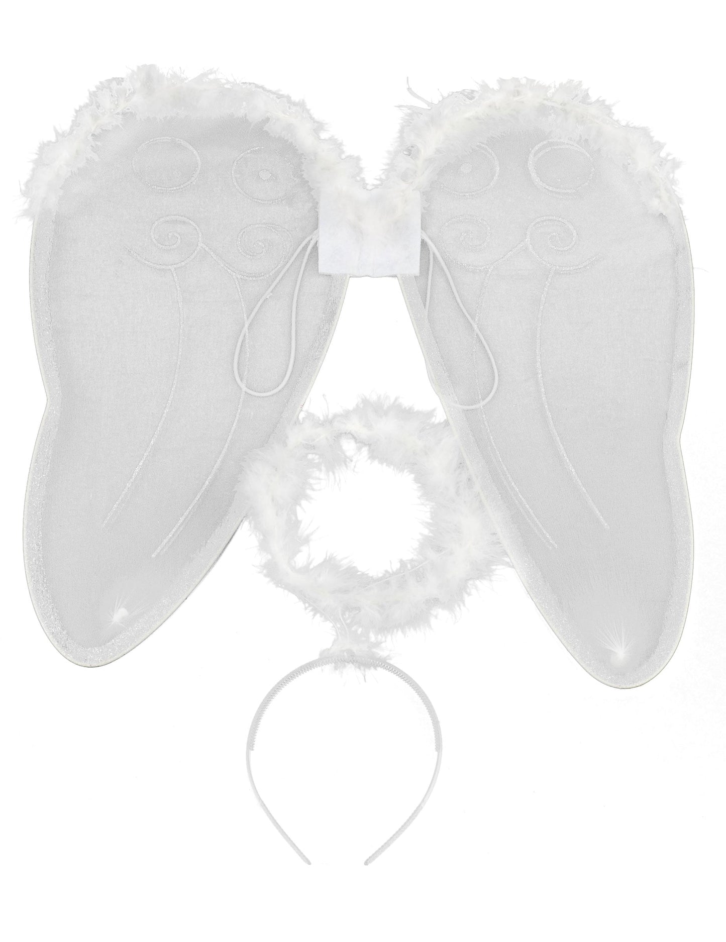 Kit avec ailes et auréole d'ange pour adulte blanc à plumes