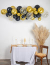 Kit arche de 34 ballons Halloween pour fête noir, or et transparent avec chauve-souris
