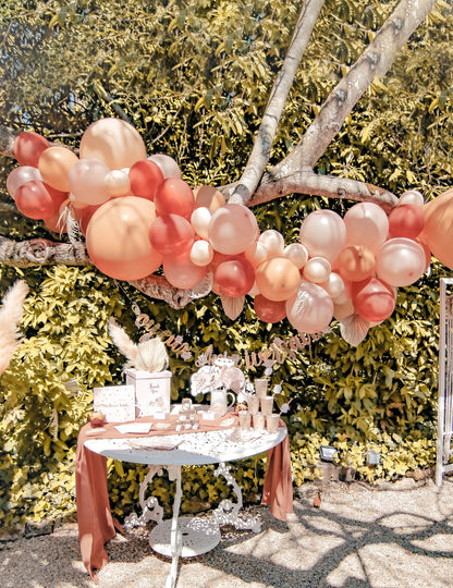 Oblouková sada 70 boho balónků s pampou a sušenými terakotovými listy