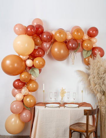 Sada 70 balónkových oblouků v boho stylu s pampami a sušenými listy