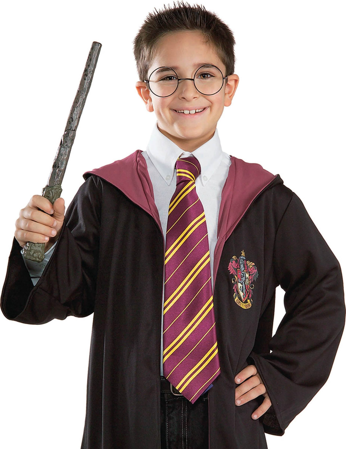 Sada kouzelné hůlky a brýlí Harry Potter pro dítě kulaté černé brýle a hnědá hůlka