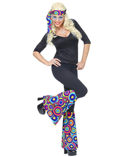 Kit bandeau et jambières années 70 pour adulte blue bubbles à motifs cercles colorés