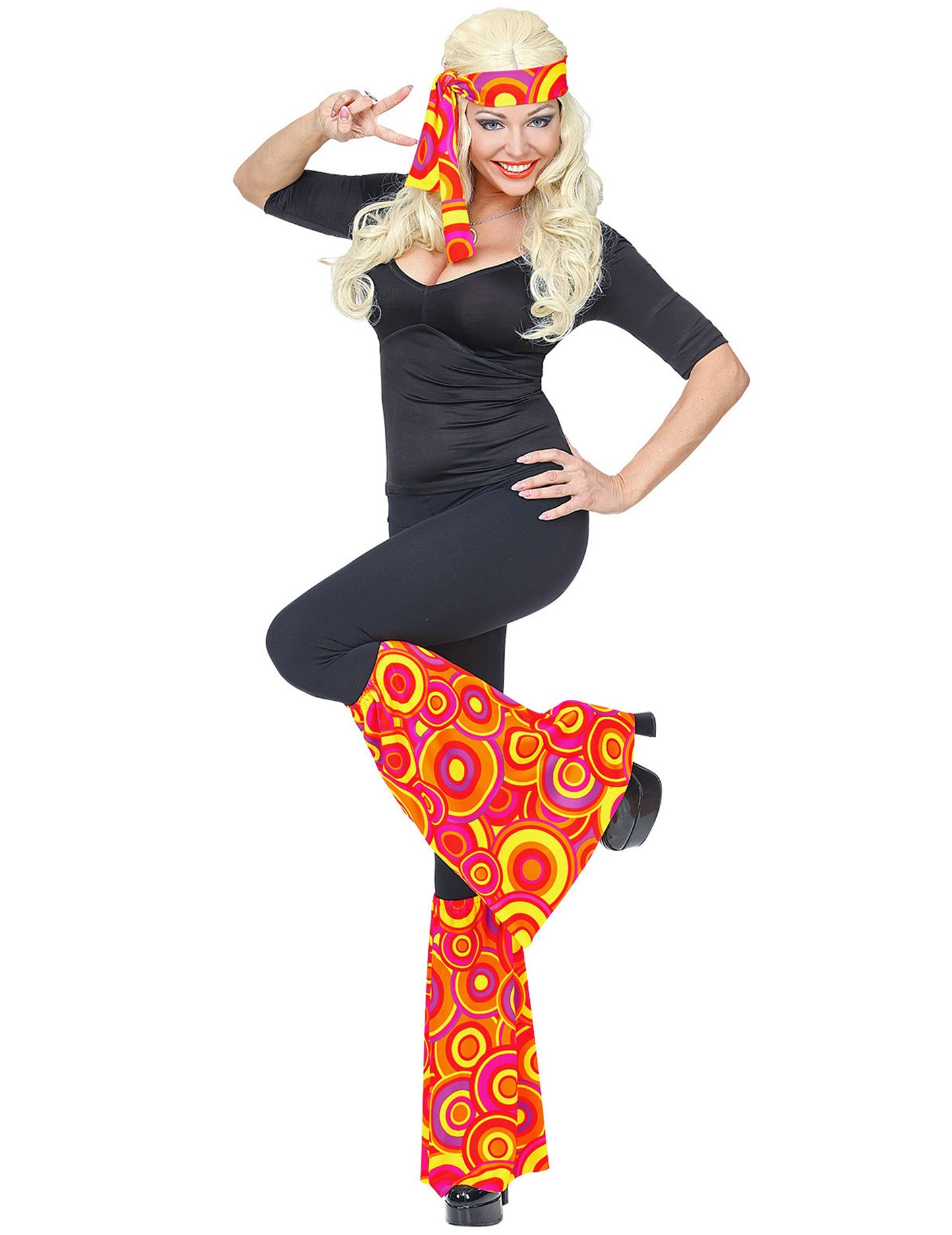 Sada čelenky a návleků na nohy ve stylu 70. let pro dospělé, oranžové s bublinkami