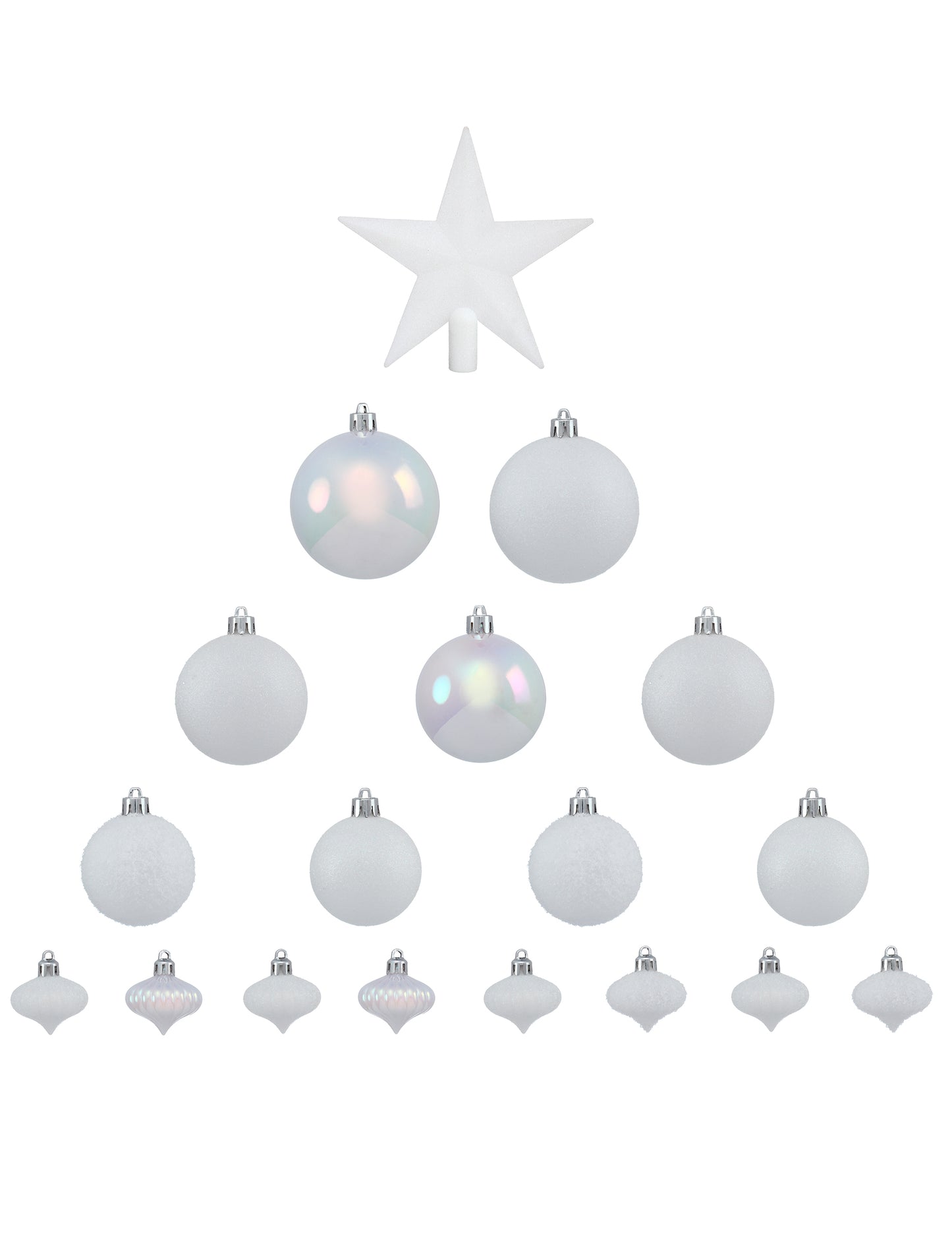 18dílná sada na zdobení bílého stromečku