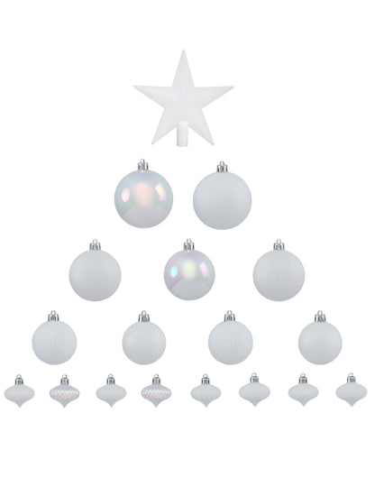 18dílná sada na zdobení bílého stromečku