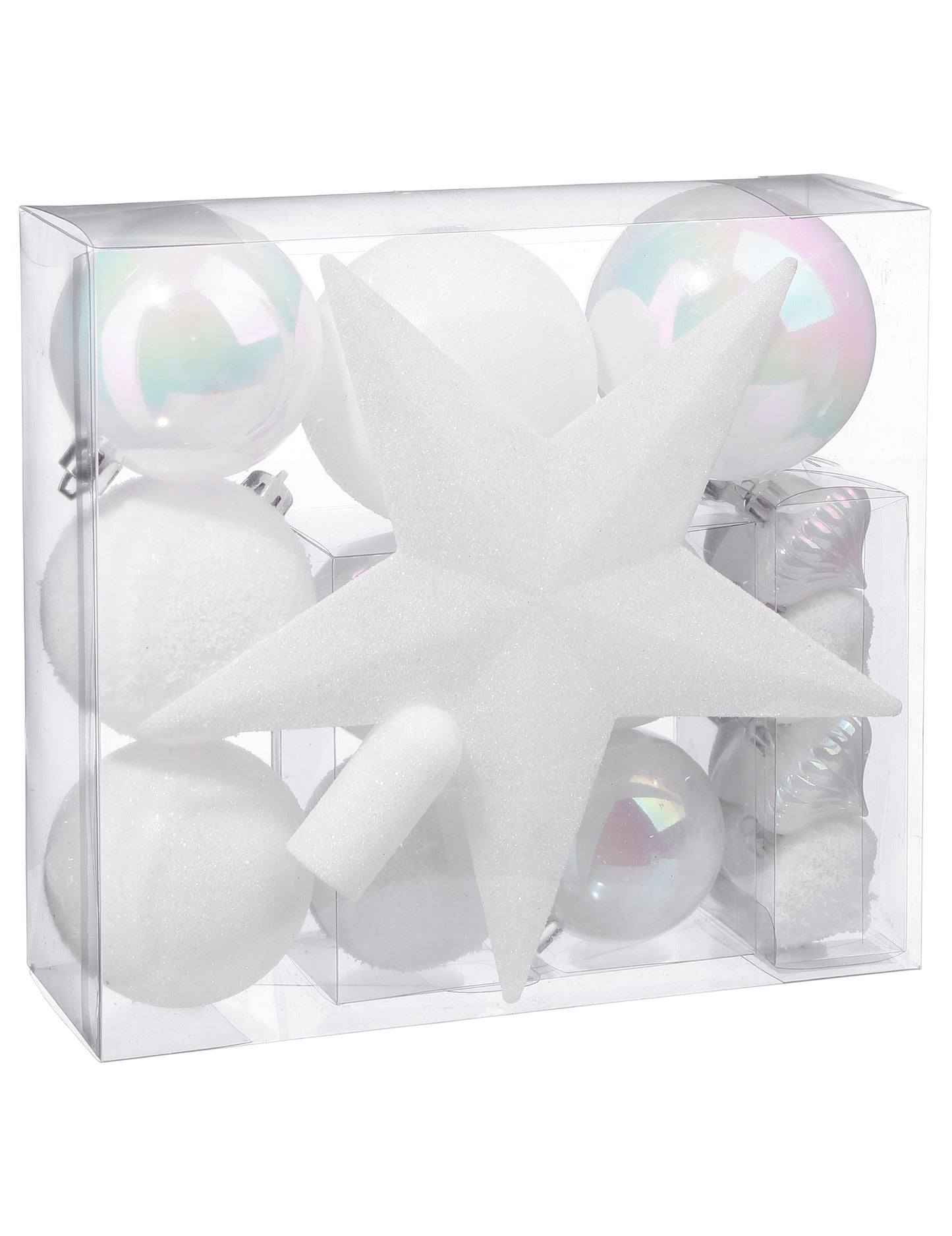 18dílná sada na zdobení bílého stromečku