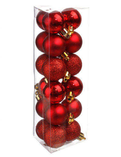 Mini boules de Noël rouges mates et brillantes