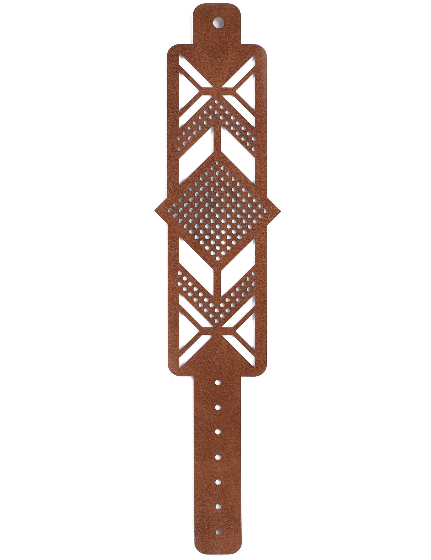 Sada hnědých kožených vyšívacích náramků s diamantovým vzorem pro dospělé