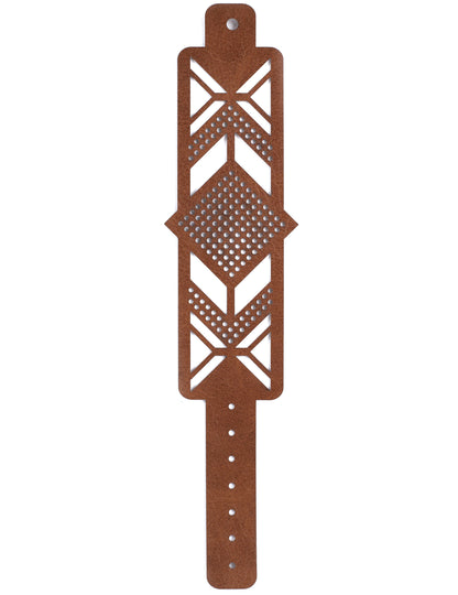 Sada hnědých kožených vyšívacích náramků s diamantovým vzorem pro dospělé