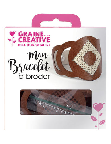 Hnědý kožený vyšívací náramek s kulatým vzorem manžety pro dospělé