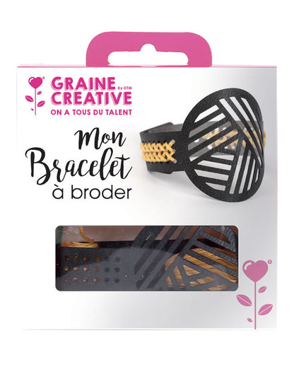 Sada černých kožených vyšívacích náramků s geometrickými vzory pro dospělé
