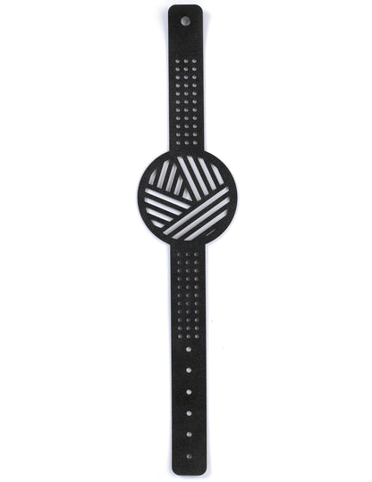 Sada černých kožených vyšívacích náramků s geometrickými vzory pro dospělé