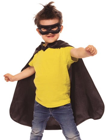 Dětská sada s černým superhrdinským pláštěm a maskou