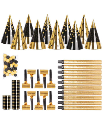 Sada párty doplňků v černé a zlaté pro 10 osob 