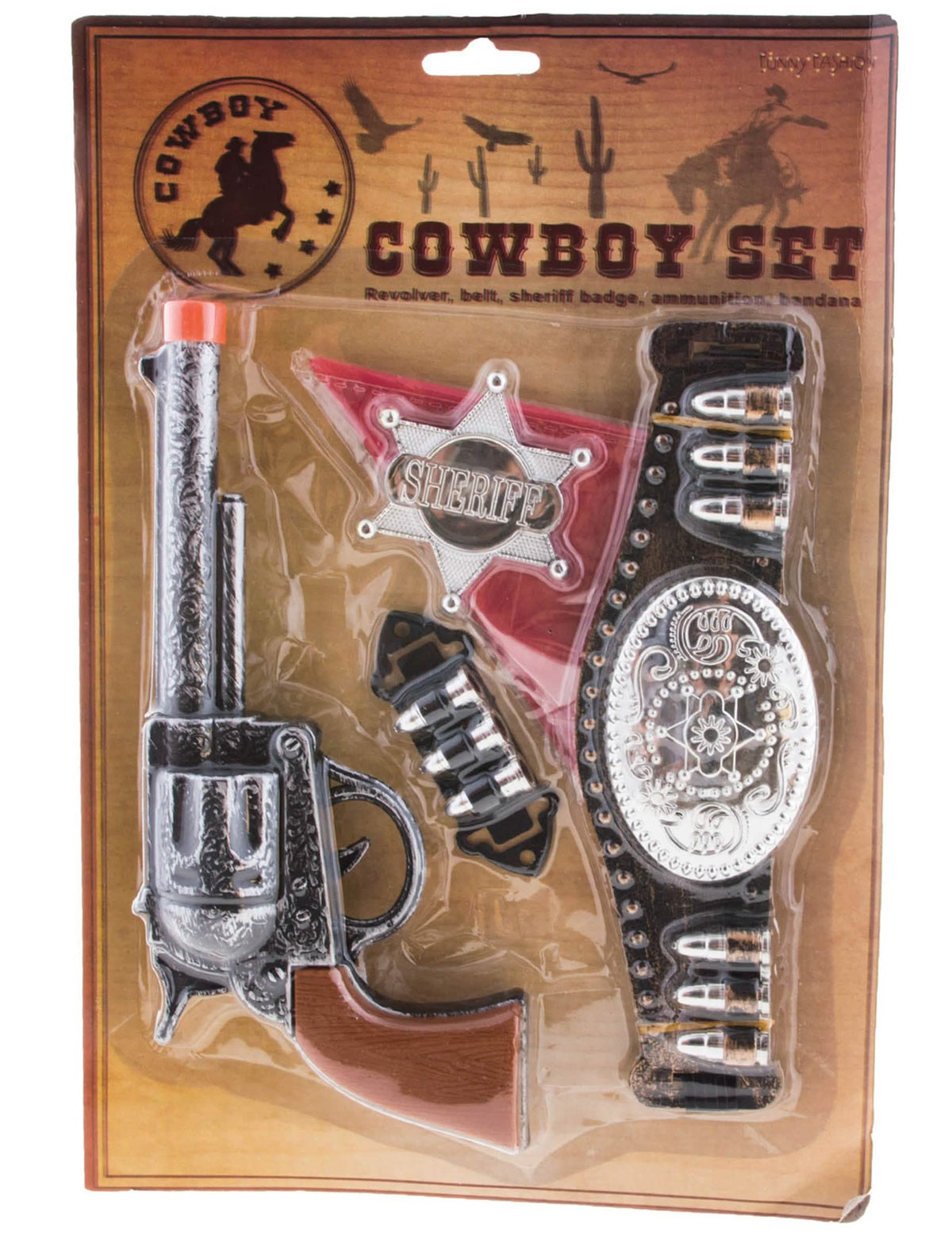 Pohled na balení 5dílné sady cowboy pro dítě