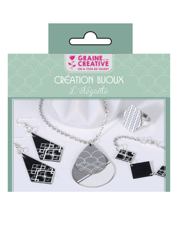 Kompletní diy elegantní sada pro tvorbu šperků v černé a stříbrné barvě