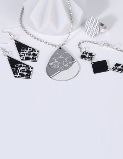 Kompletní diy elegantní sada pro tvorbu šperků v černé a stříbrné barvě