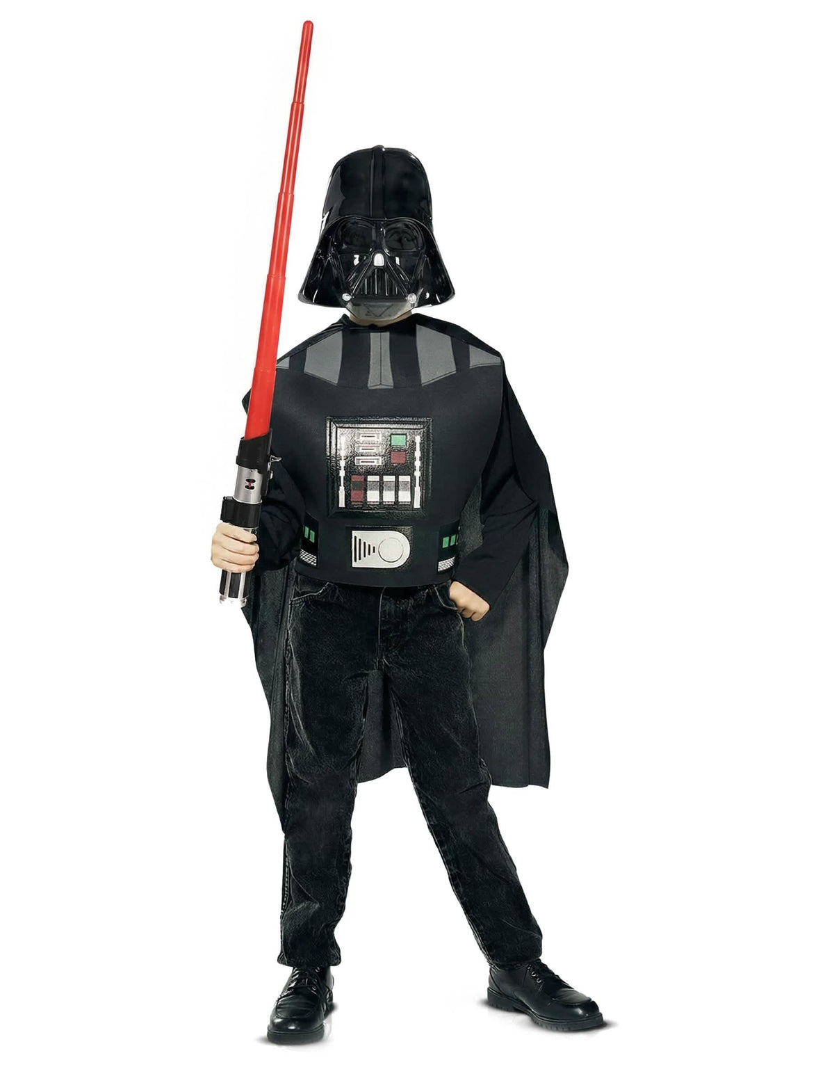 Kostým Darth Vader pro dítě černá se červená světelným mečem