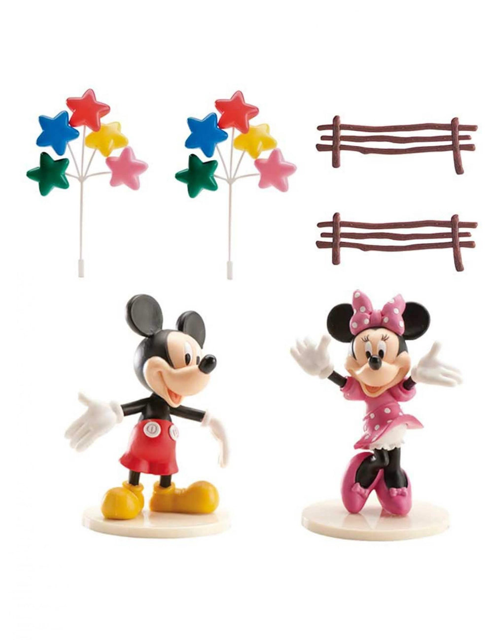 Sada na zdobení dortu Mickey Mouse a Minnie pro dítě vícebarevné s figurkami a hvězdnými zápichy