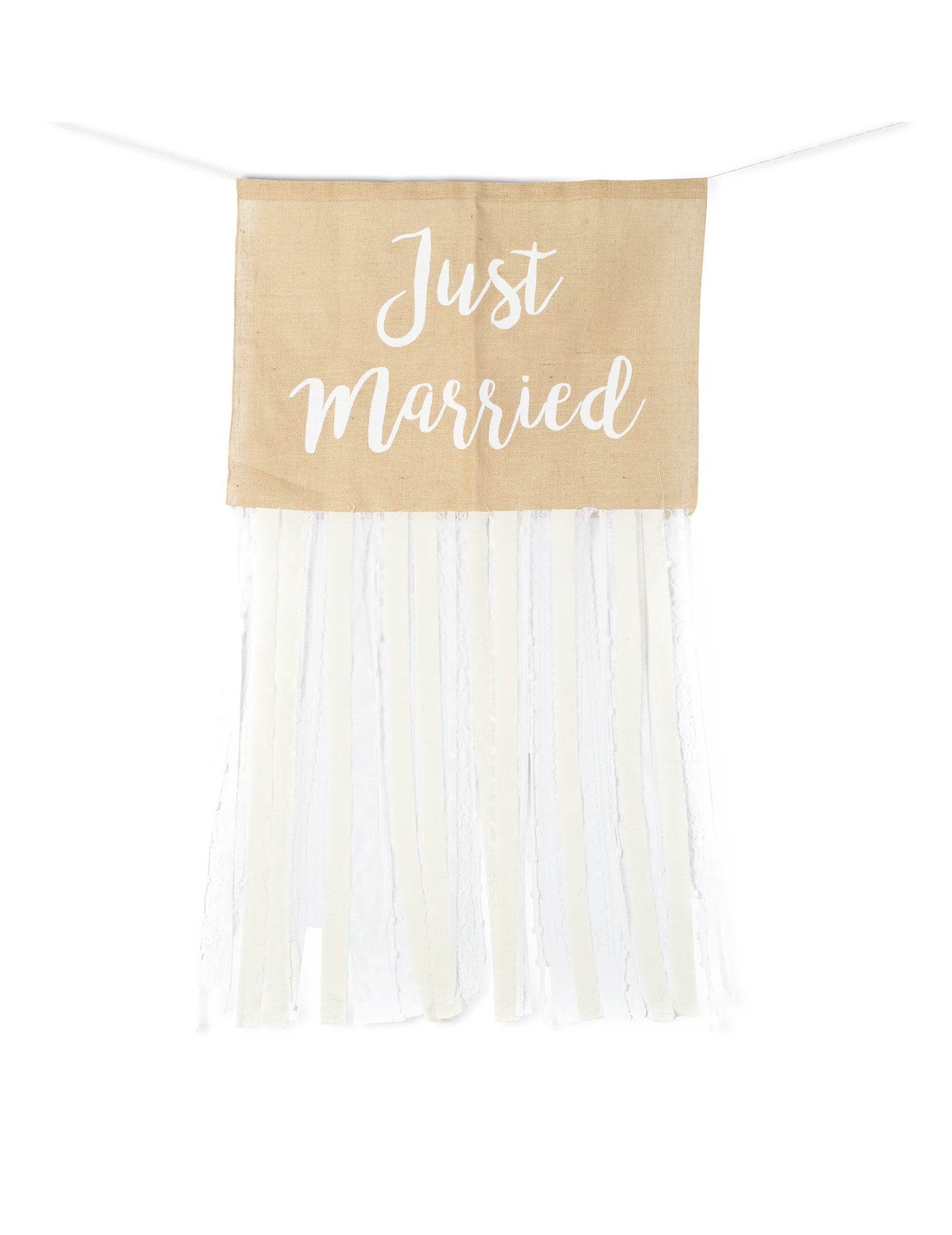 Kompletní sada do auta pro nevěstu a ženicha z juty a krajky, právě se vzali