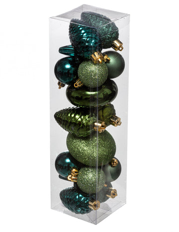 Modrozelená sada ozdob na stromeček 18 kusů k zavěšení