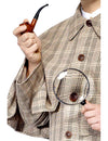 Kit Sherlock Holmes pour adulte beige à carreaux avec pipe et loupe
