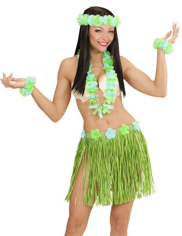 Havajská sada pro dospělé v modré a zelené barvě