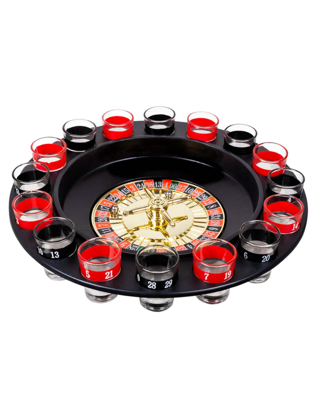 Kit herní aperitivní ruleta pro dospělý černá a červená s panáky