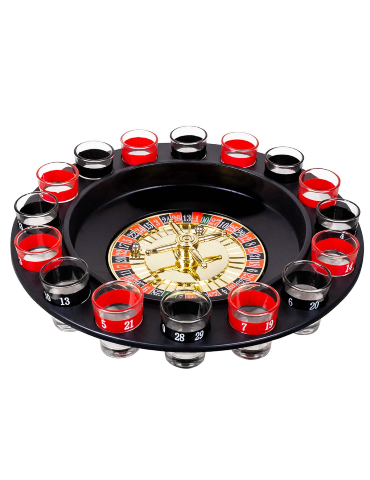 Kit herní aperitivní ruleta pro dospělý černá a červená s panáky