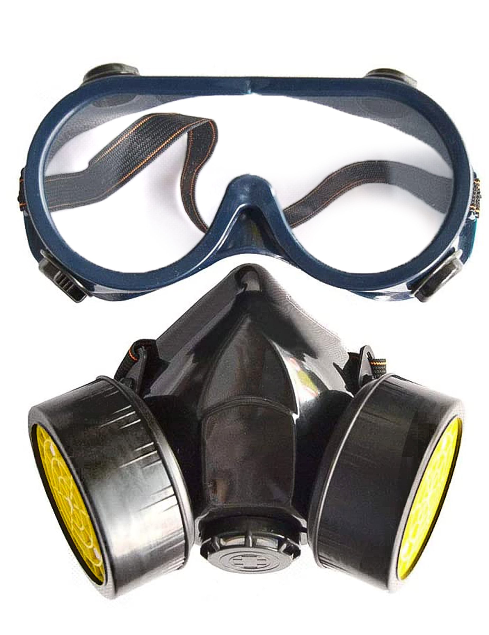 Kit lunettes et masque à gaz factice pour adulte noir et jaune