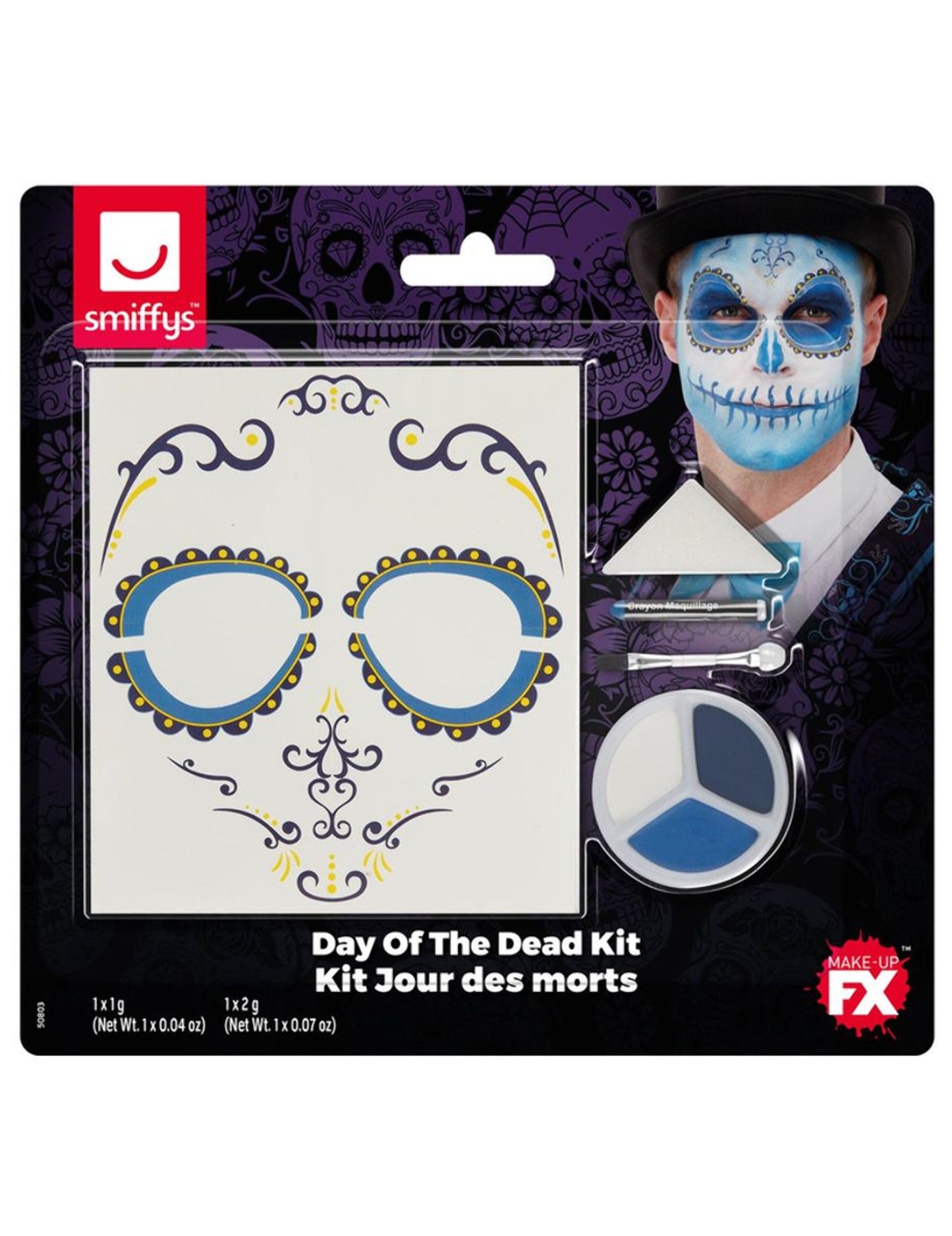 Make -Up Kit a tetoo dia de los muertos blue dospělý