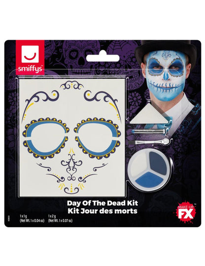 Make -Up Kit a tetoo dia de los muertos blue dospělý