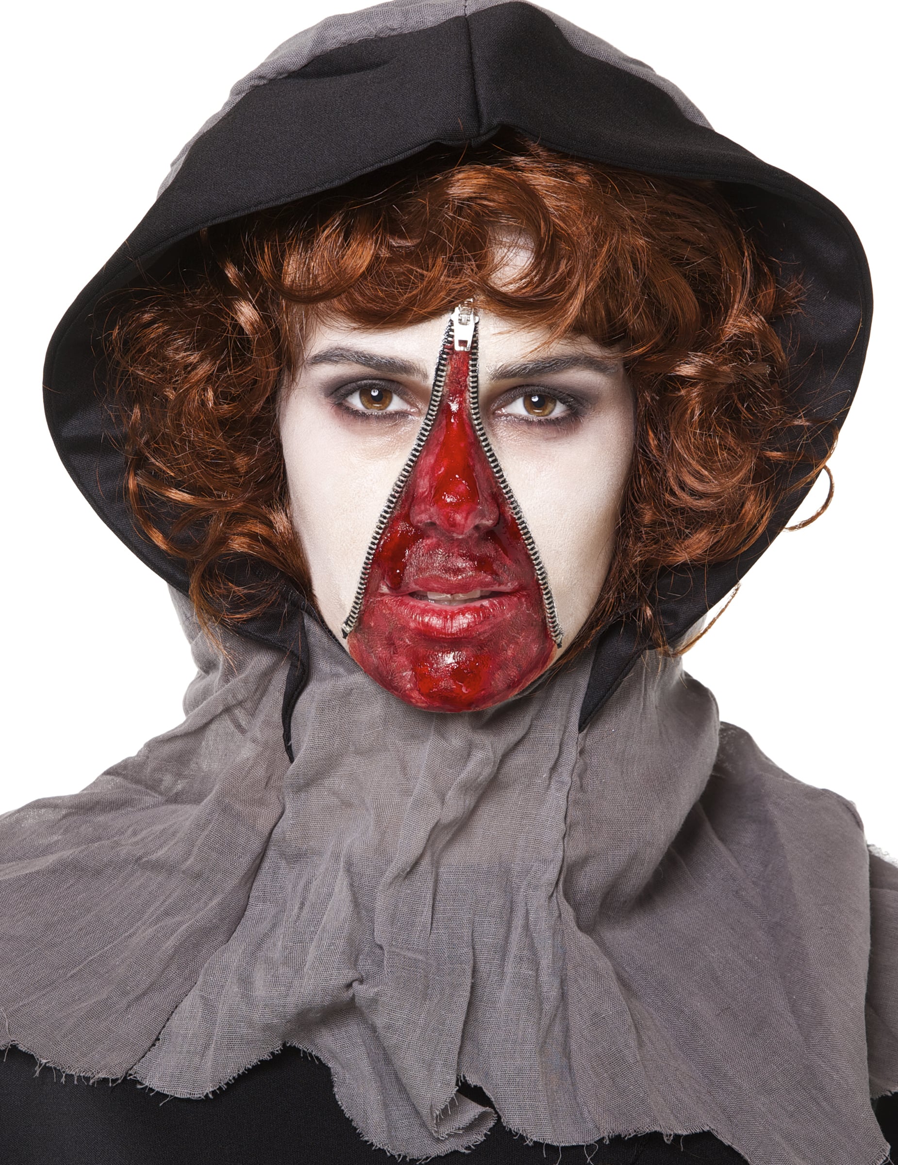 Vue de face du rendu final du kit maquillage fermeture éclair Halloween