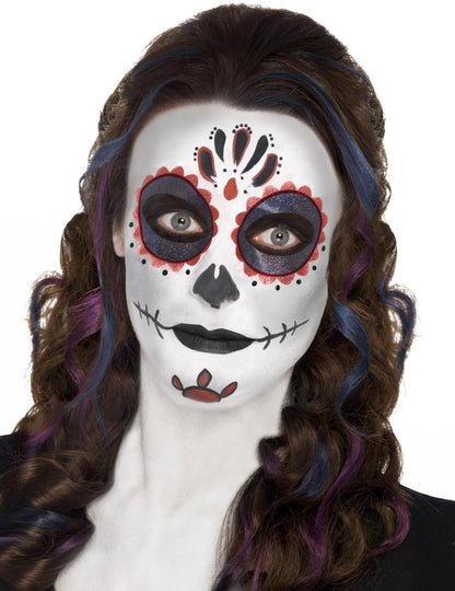 Sada barevného kostlivého make-upu pro dospělé v bílé, červené a černé barvě