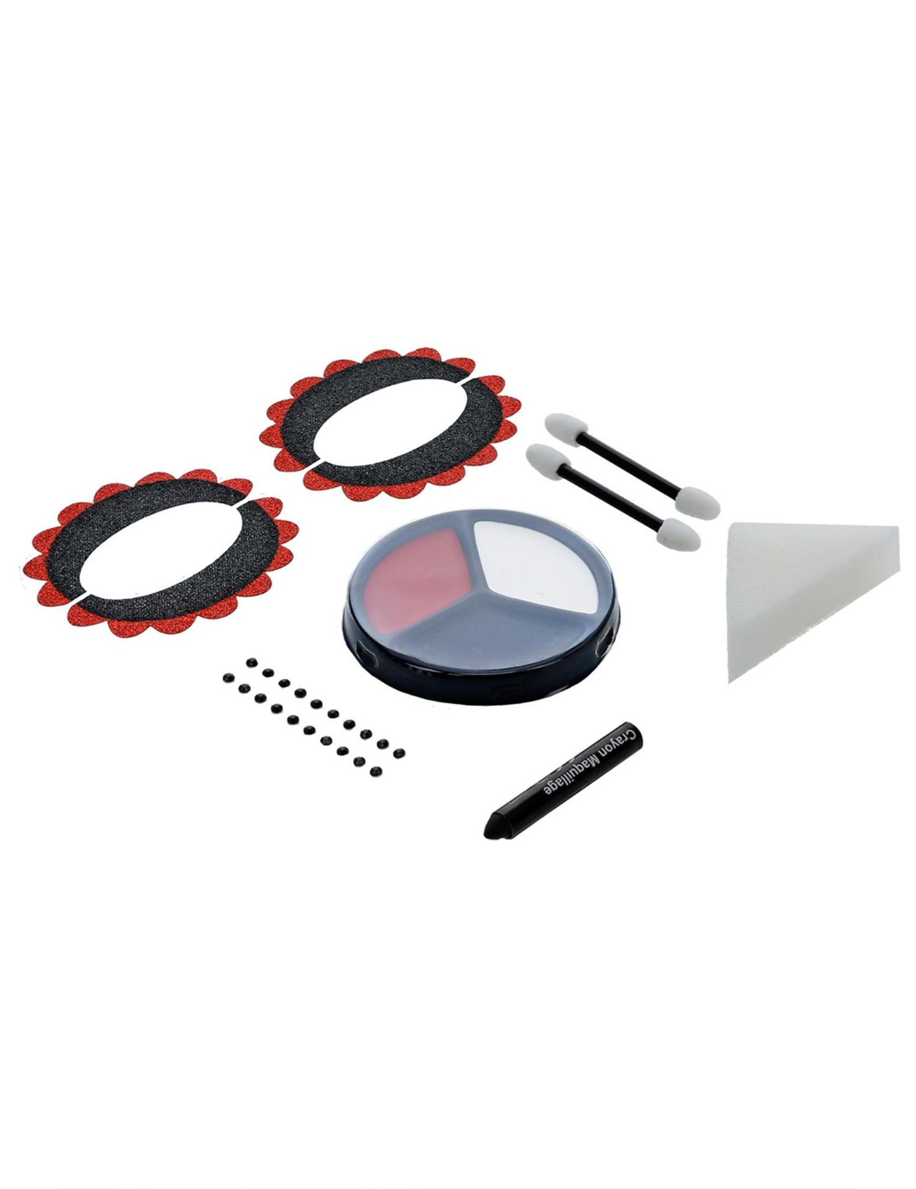 Detail obsahu sady barevného kostlivého make-upu