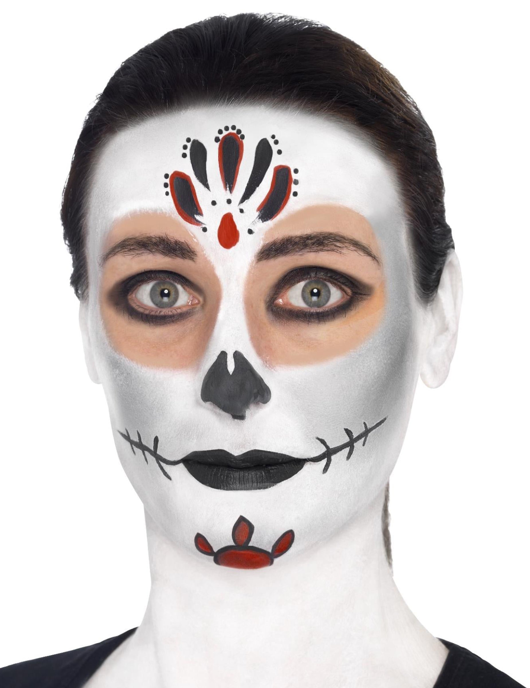 Náhled konečného výsledku sady barevného kostlivého make-upu