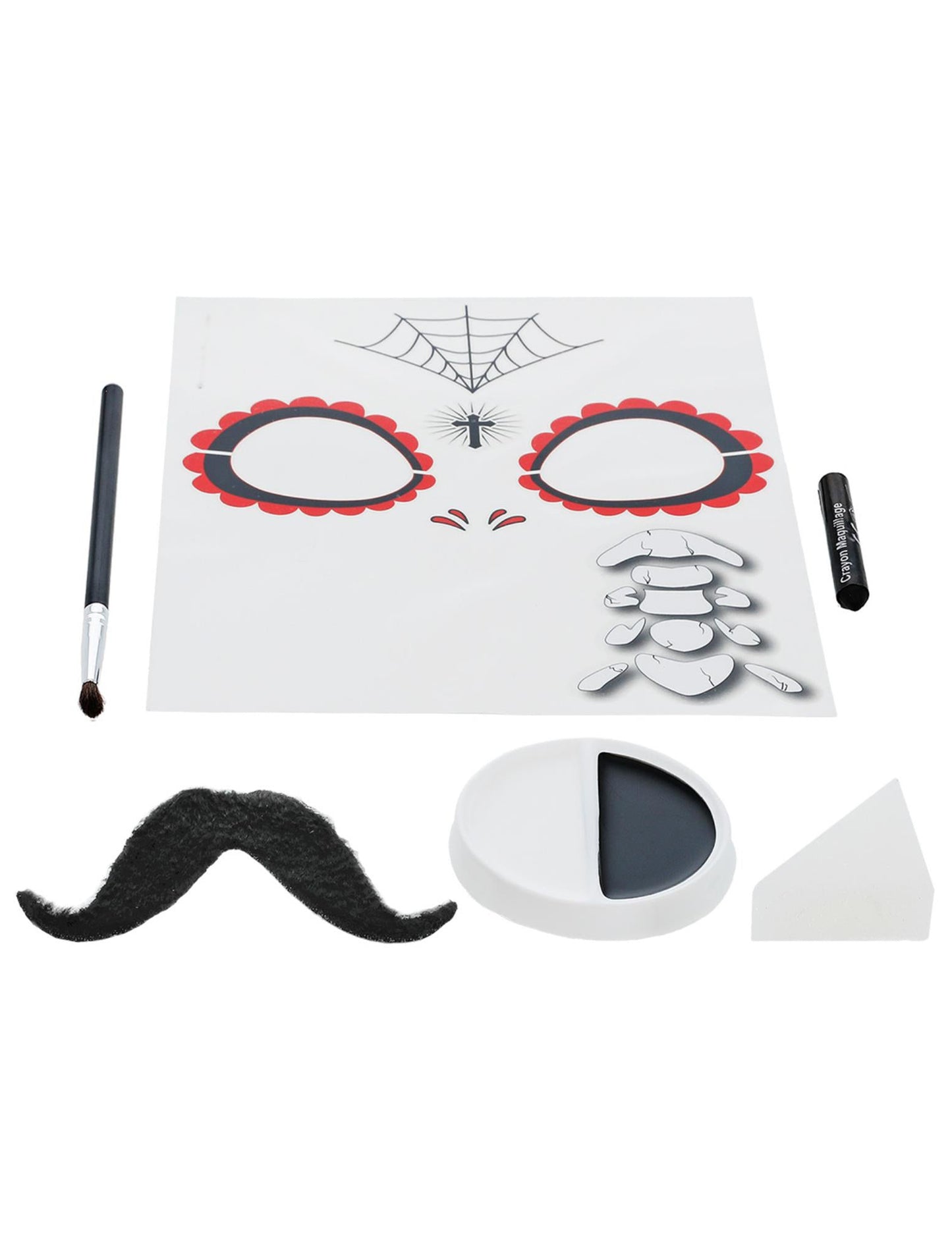 Contenu du kit maquillage squelette mexicain Dia de los muertos