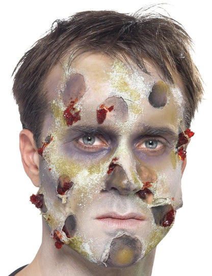 Kit maquillage zombie pour adulte avec effets de chair putréfiée et sang séché