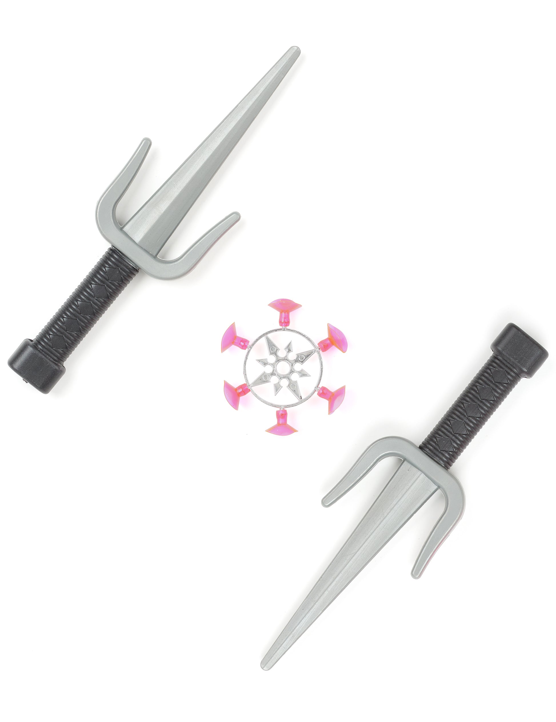 Kit ninja pour enfant en plastique gris et noir avec shuriken à ventouses
