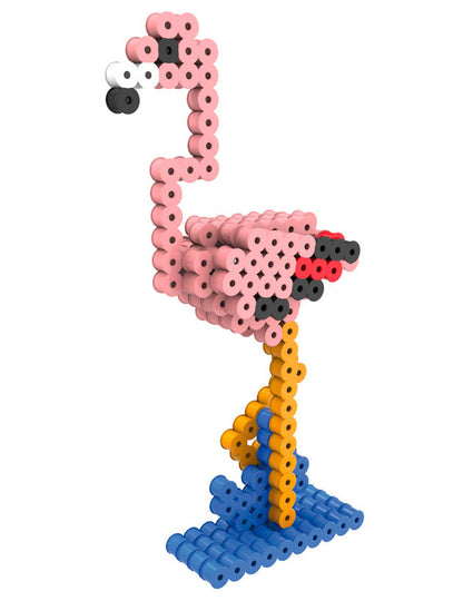 Kit perles à repasser 3D flamant rose pour enfant rose