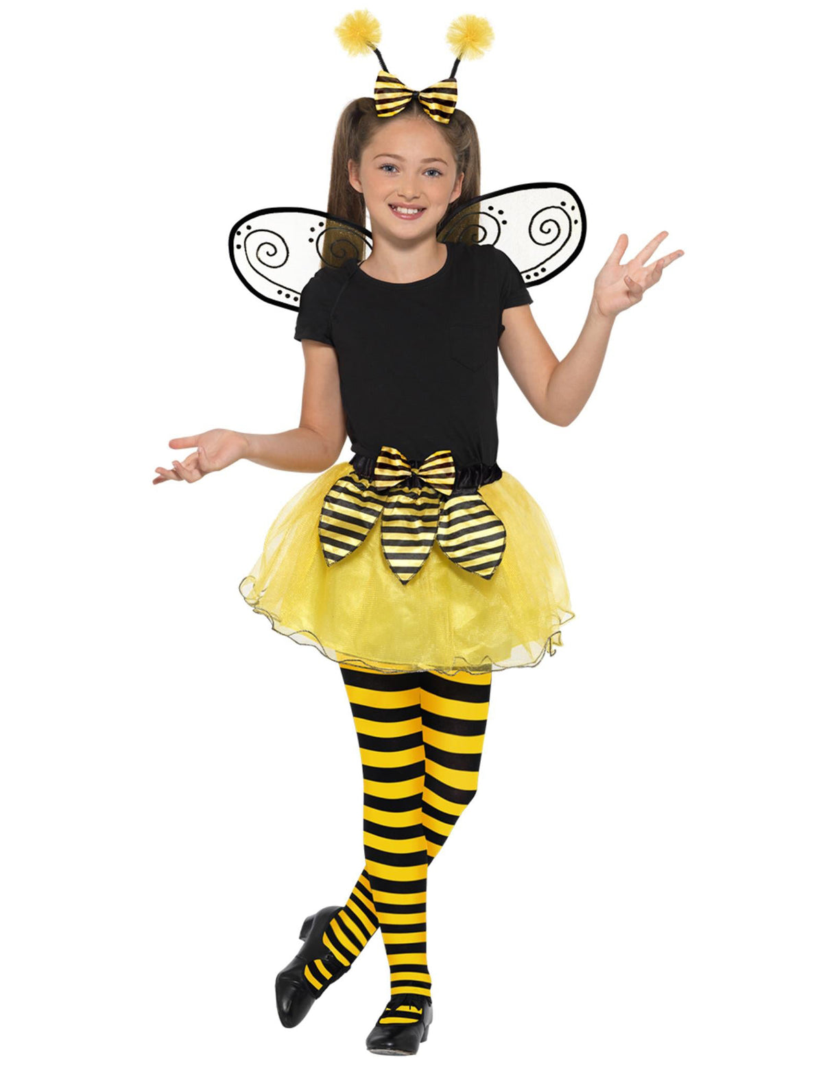 Kit petite abeille pour fille jaune et noir avec ailes et tutu