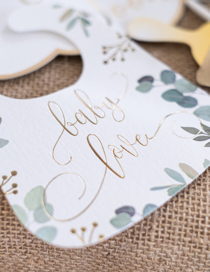 Sada 11 doplňků pro fotobudku oh baby eukalyptové zlacení a zlato pro miminko