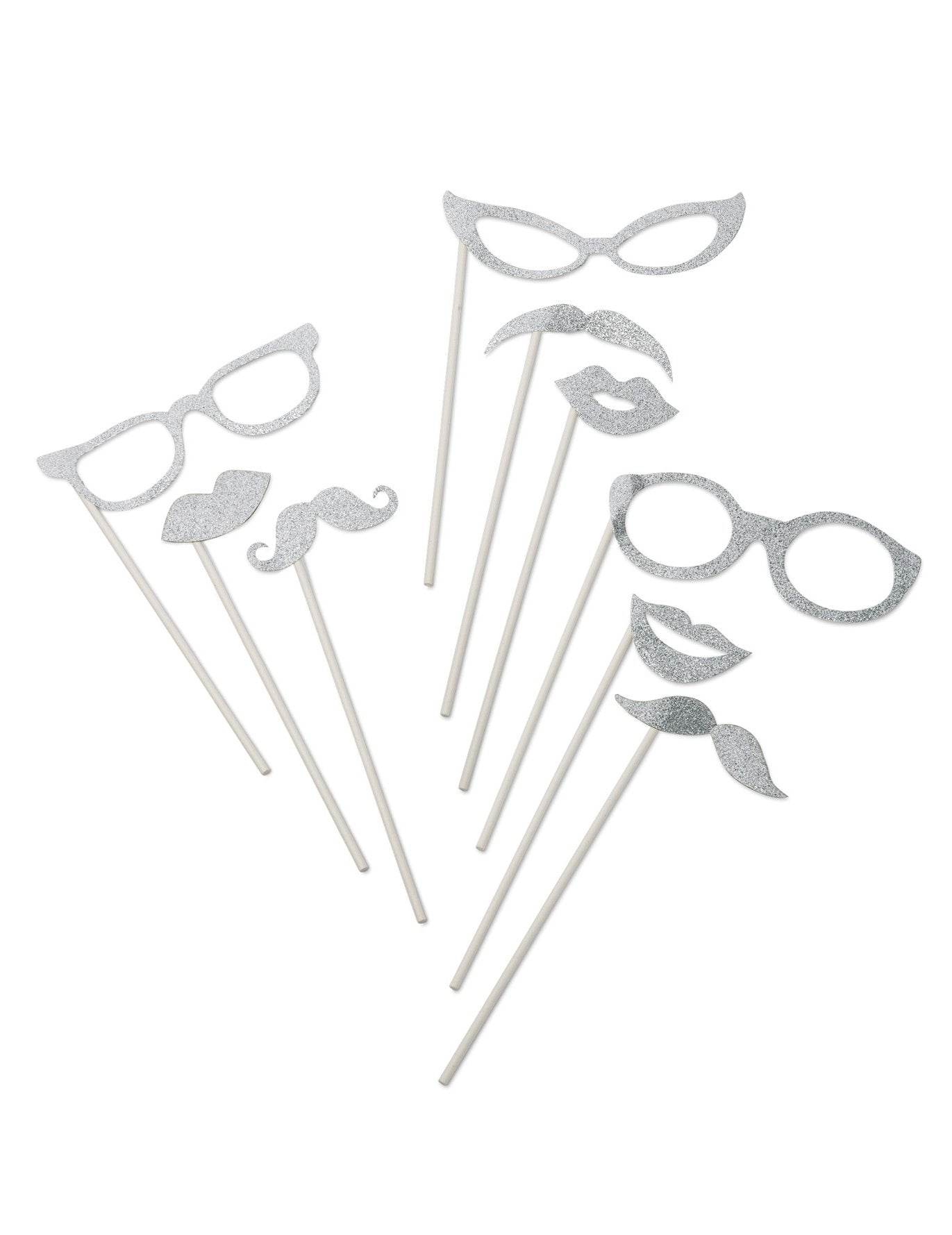 Kit photobooth argent pailleté pour fête argenté 9 pièces