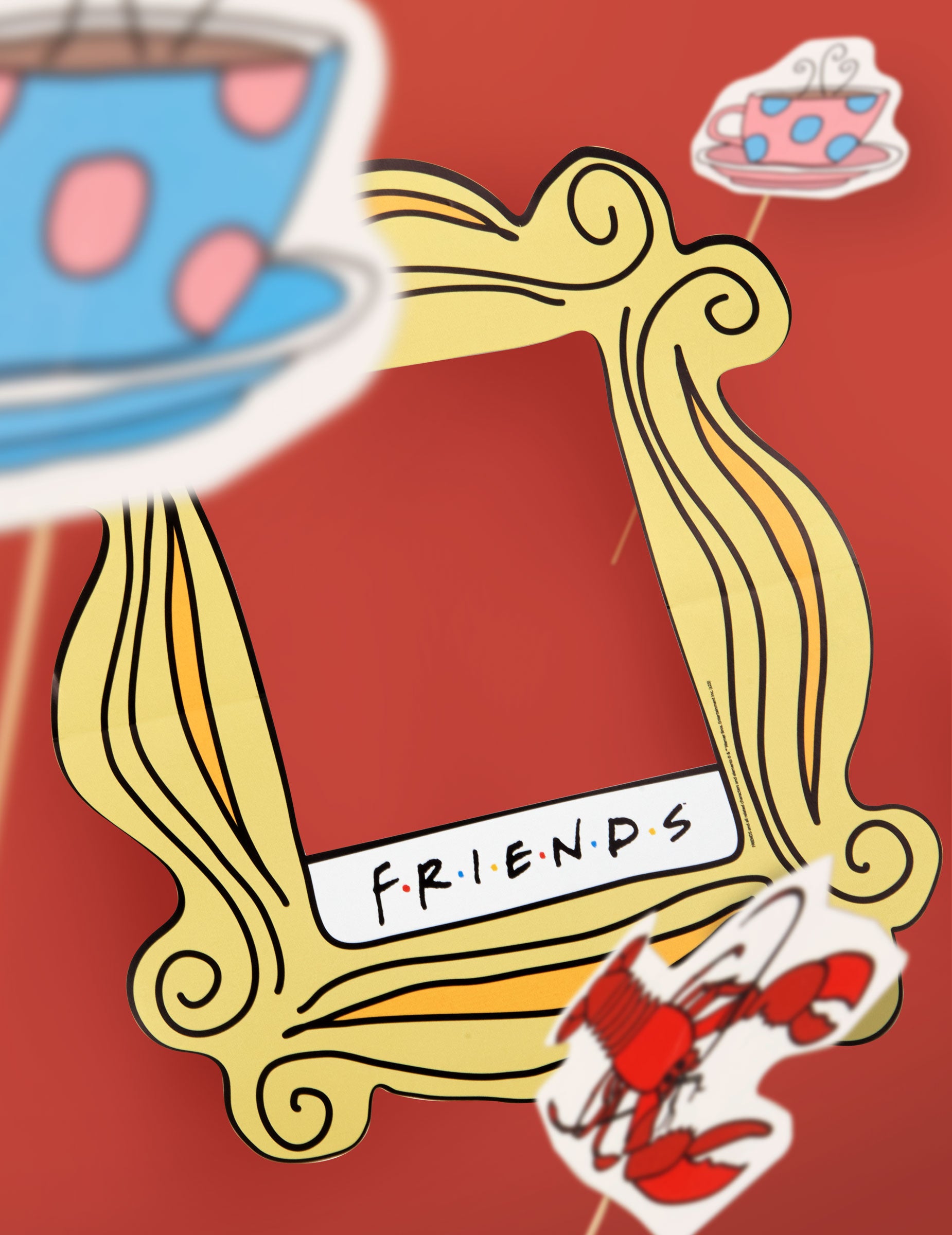 Détail du cadre jaune du kit photobooth Friends