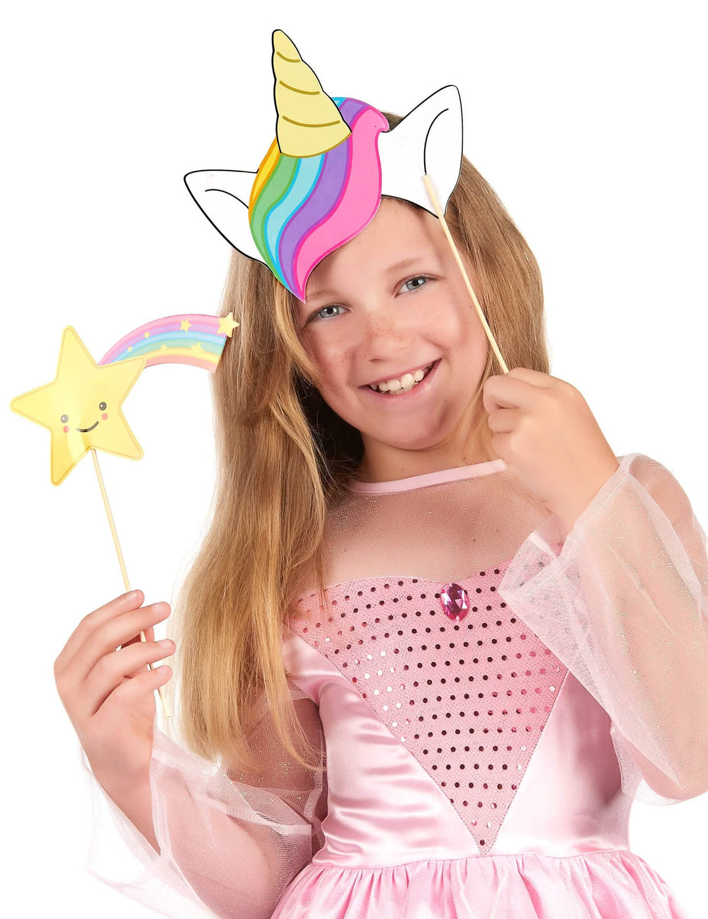 Příslušenství jednorožci a hvězda duhové sady photobooth miminko jednorožec
