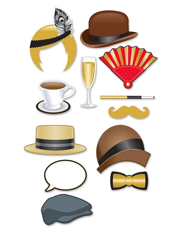 Détail des accessoires du kit photobooth années 20