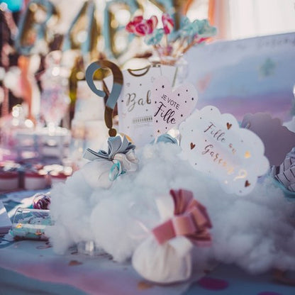 Dívčí nebo chlapecká růžová, modrá a zlatá sada fotobudky 12dílná s odhalením pohlaví