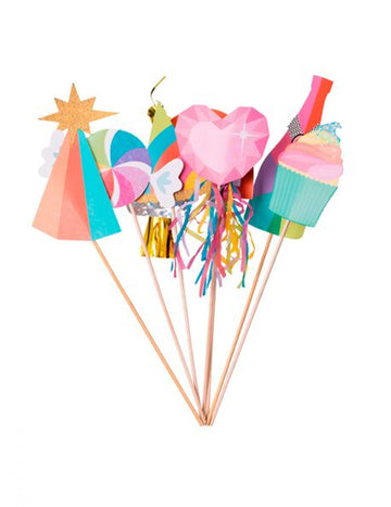 Vícebarevné střapce a zlaté třpytky sada 7 doplňků na trsátka